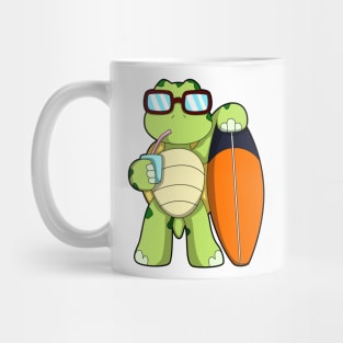 Turtle as Surfer with Surfboard & Drink Mug